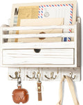 Rebee Vision Farmhouse Mail Organizer Wall Mounted – Rustic Key and Mail Holder