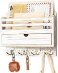 Rebee Vision Farmhouse Mail Organizer Wall Mounted – Rustic Key and Mail Holder by REBEEVISION