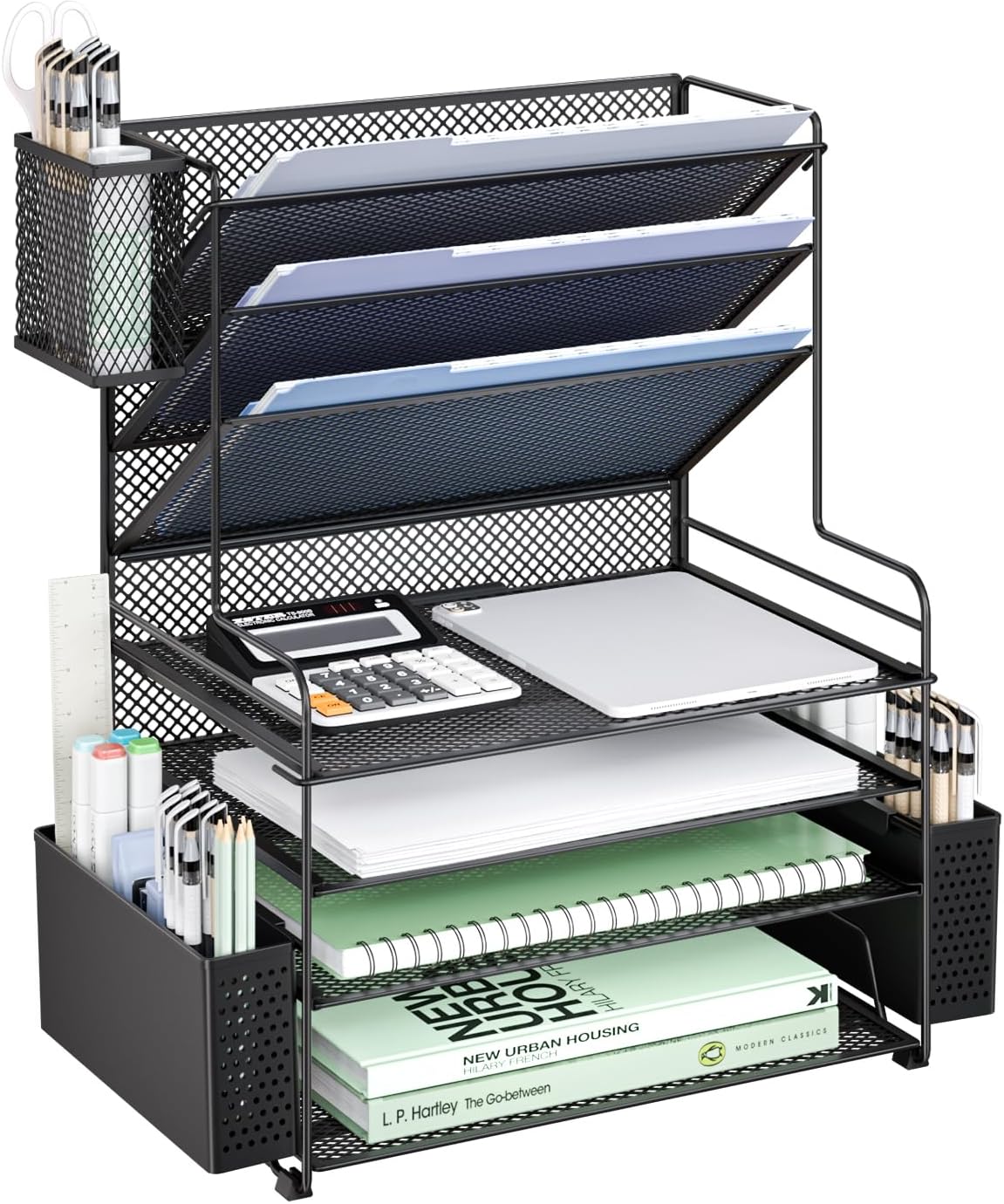 WALI Desk File Organizer, 7 Tier Desktop Paper Letter Tray Organizer with Dra...