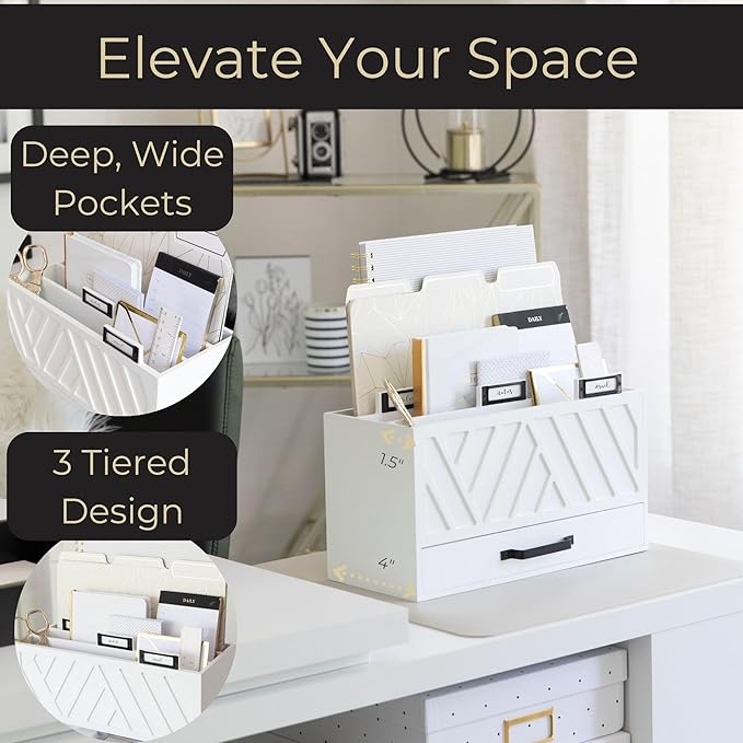 BLU MONACO White Desktop Mail Organizer - Image 3