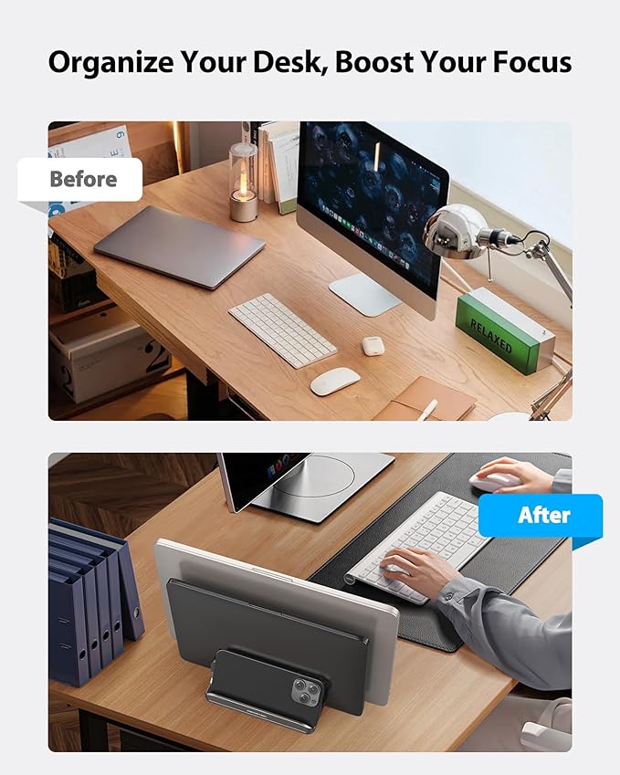 AboveTEK Vertical Laptop Stand, 3 Slots Aluminum Desk Laptop Holder & Laptop - Image 5