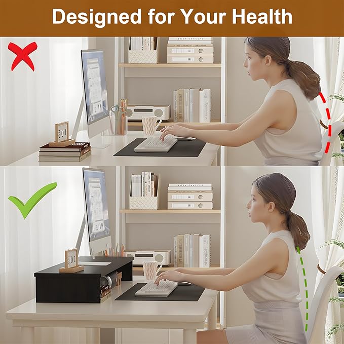 Qupui Dual Monitor Stand Riser, Large Computer Monitor Stand - Image 5