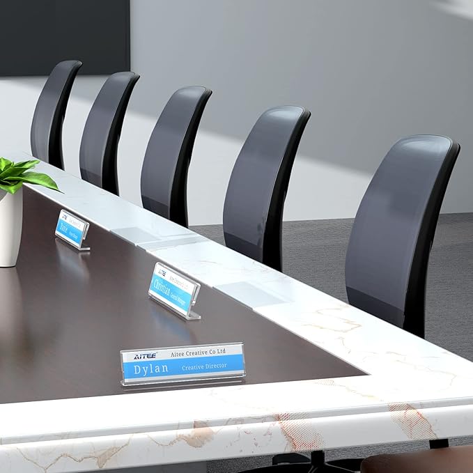 Acrylic 12 Pack Name Plates for Desks, AITEE 2x8 Clear Desk Name Plate - Image 5