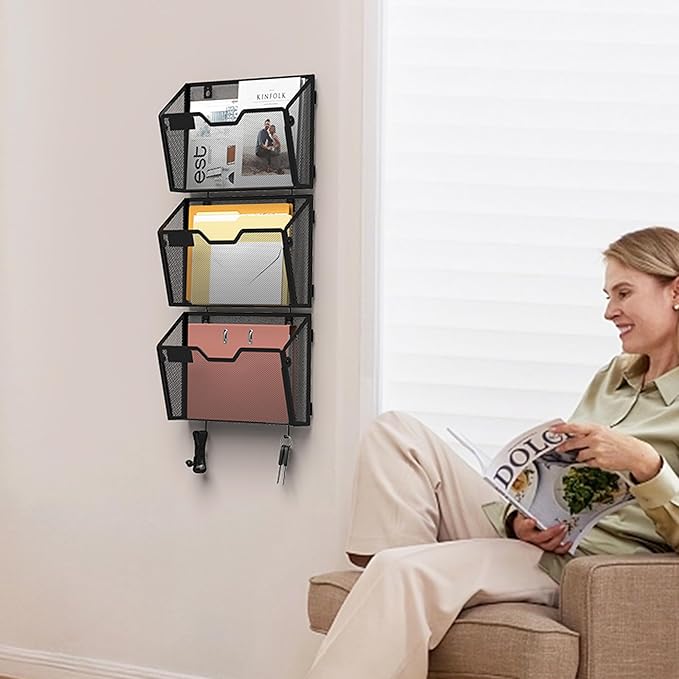 YINGHUA 3 Pack Mesh File Holders Wall Mounted - Image 6