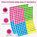 Dreecy Yard Sale Price Stickers Garage Sale Pre-Priced Price Tag Labels, 1920 PCS 3/4" Diameter Flea Market Pre-Printed Pricing Stickers for Retail,Bright Neon Colors (Pink Green Blue Yellow)