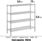 Regal Altair 18" Deep x 54" Wide x 54" Height Wire Shelving Kit | 4-Tier | NSF - Image 3