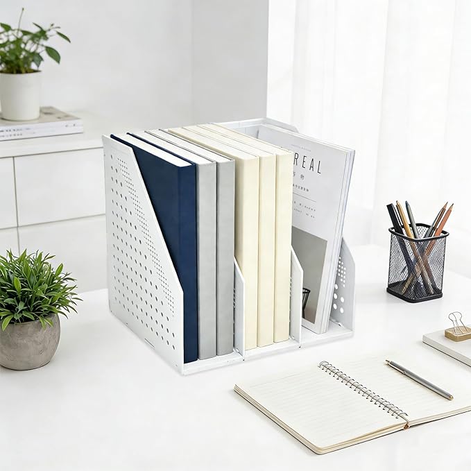 SAYEEC 2Pcs Collapsible Plastic Magazine File Holder Vertical Binder Storage - Image 7