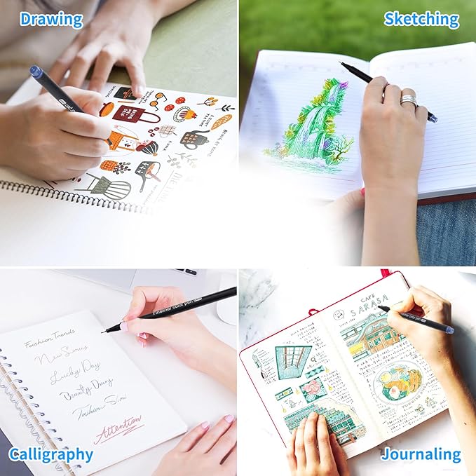 huesamhi 24 Fineliner Pens Set 0.4mm Ultra Fine Tip Drawing Markers - Image 6