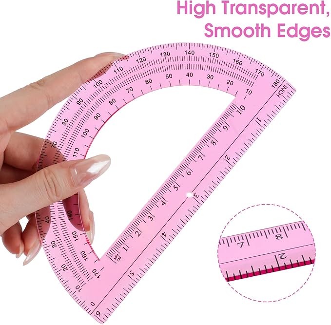 Hoiny 10 Pack Clear Protractor, 6 Inch Plastic Protractors, 180 Degrees - Image 6