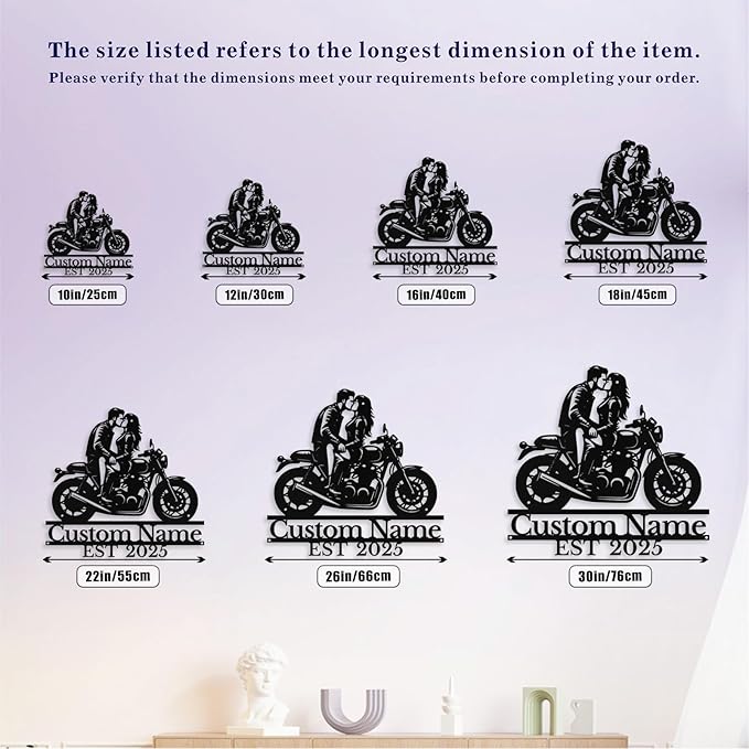 Custom Motorcycle Couple Metal Signs Personalized Biker Couple Name Sign Custom - Image 7