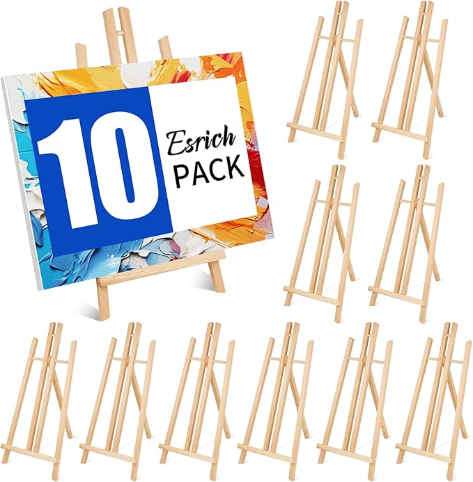 ESRICH 10pcs 17 Inch Tabletop Easels, Wood Easel by ESRICH