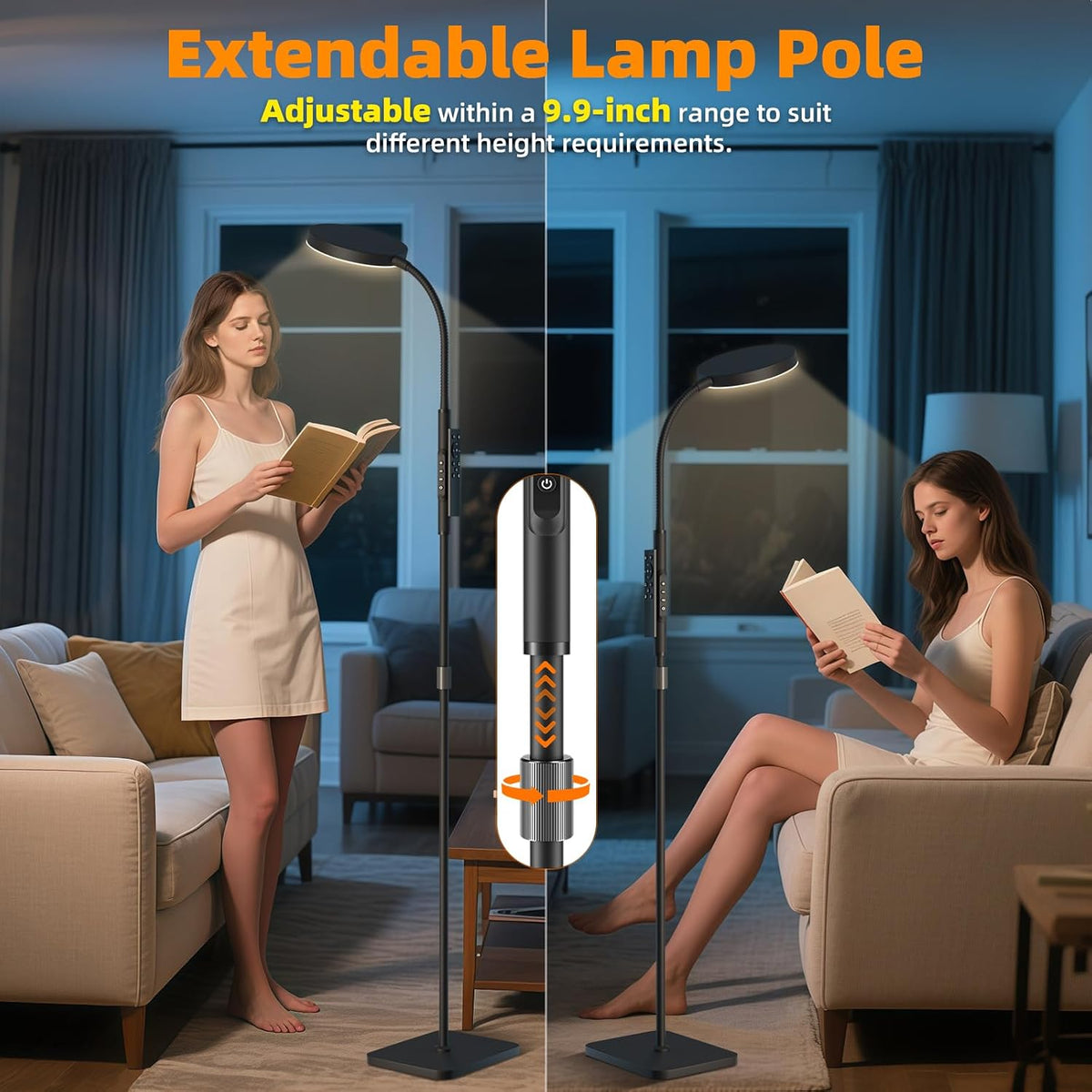 pacovy floor lamp, adjustable height floor lamps for shown in use