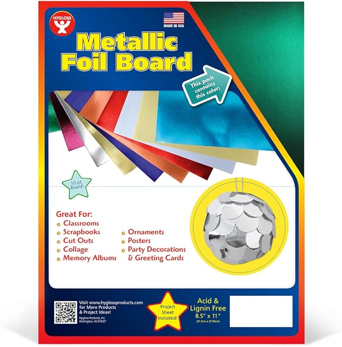 Hygloss Metallic Cardstock Sheets – 100 Shiny Green Sheets, 8.5” x 11” - Image 2