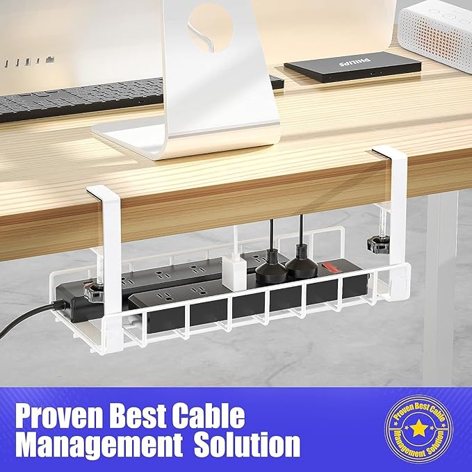 Under Desk Cable Management Tray 2 Pack, Xpatee Upgraded Wire Management No - Image 6