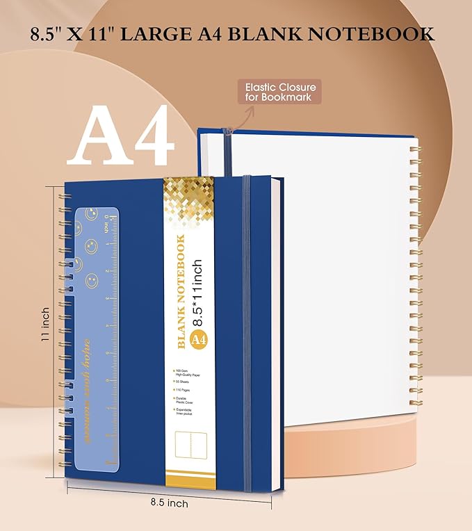 Blank Spiral Notebook Journal 8.5” x 11”, A4 Large Sketch Book - Image 2