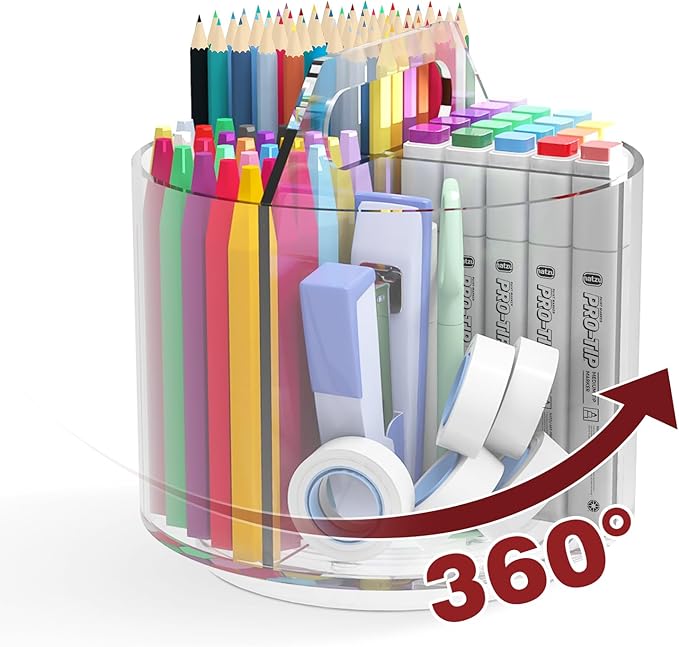 Absonic Pencil Holder for Kids, 360 Rotating Pen Holder for Desk Organizer and by Absonic