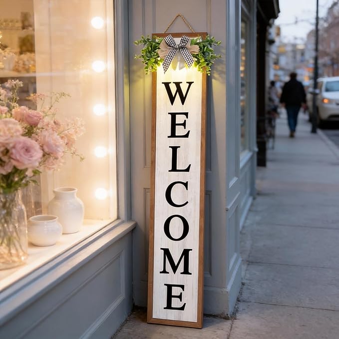 Double-sided Welcome Wooden Sign Stand - Image 9