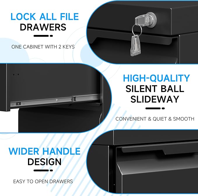 Bestoo 3-Drawer Mobile File Cabinet - Image 8