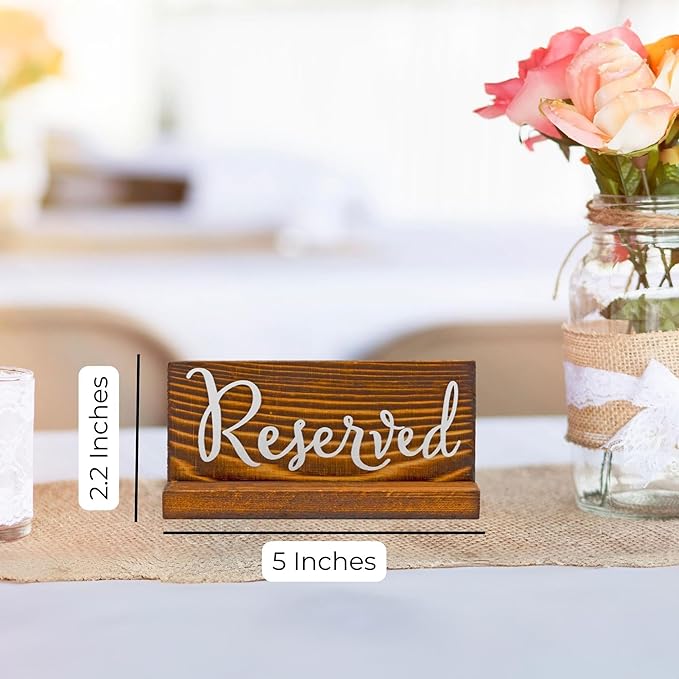 Darware Wooden Reserved Signs for Tables; Rustic Real Table Signs - Image 6