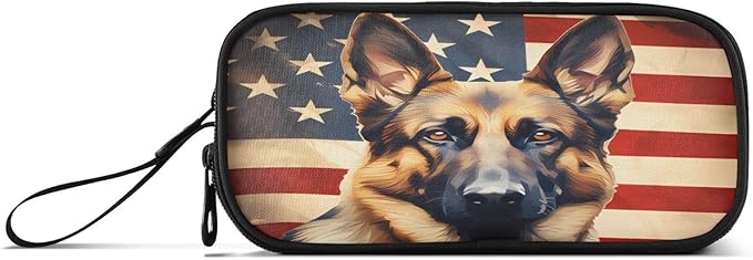 BOENLE Dog German Shepherd American Flag Pencil Case Box Boys Girls Large - Image 8