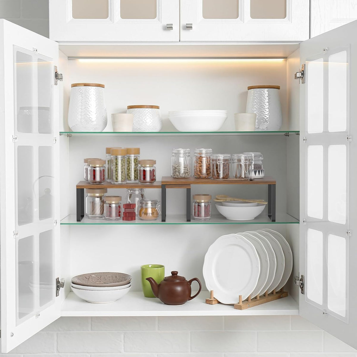 NEX Cabinet Organizer Shelf, Set of 2 Kitchen Counter Shelves, Spice Rack, St...