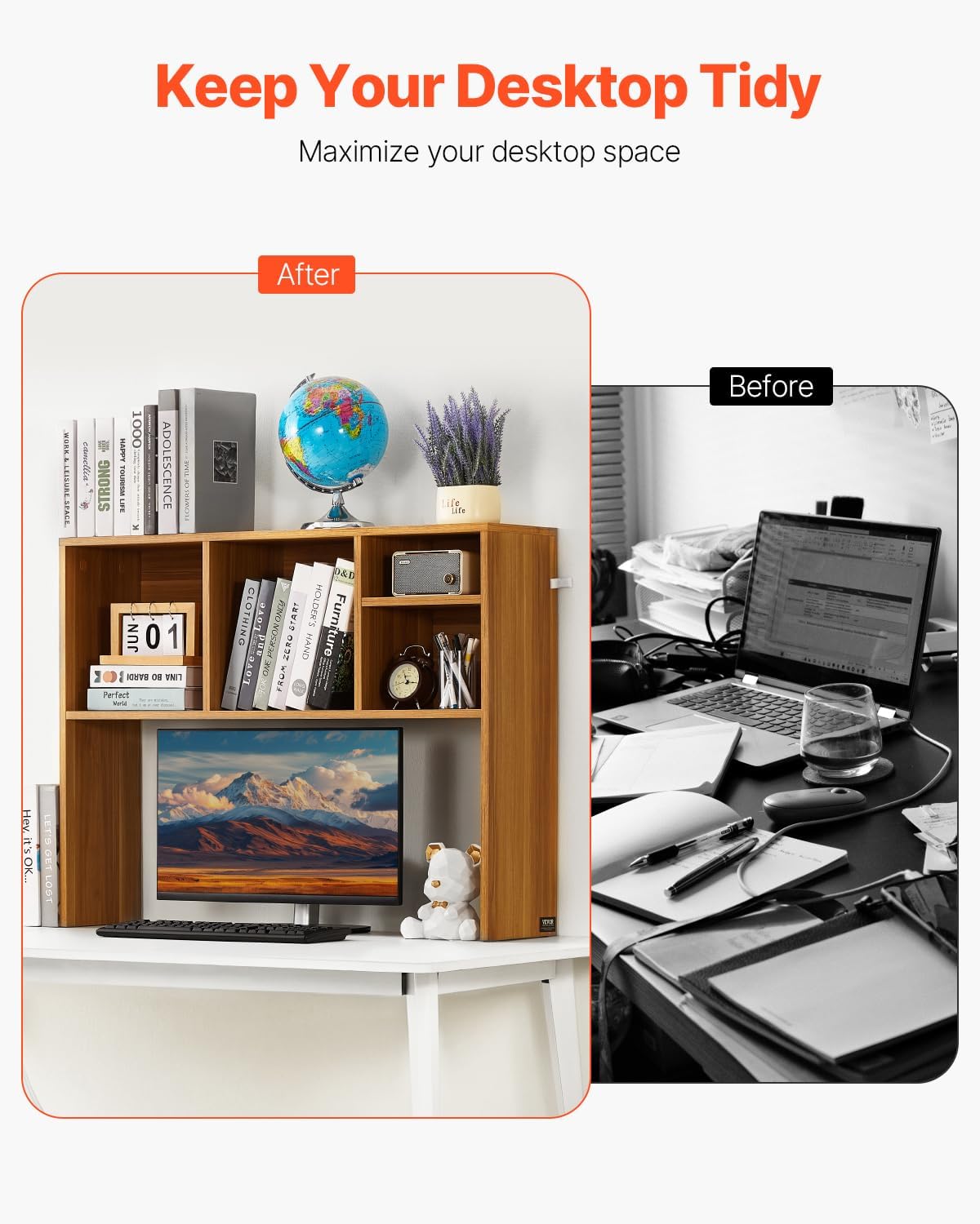 VEVOR Desktop Bookshelf, Storage Organizer with 5 Shelves for Computer Desk, ...