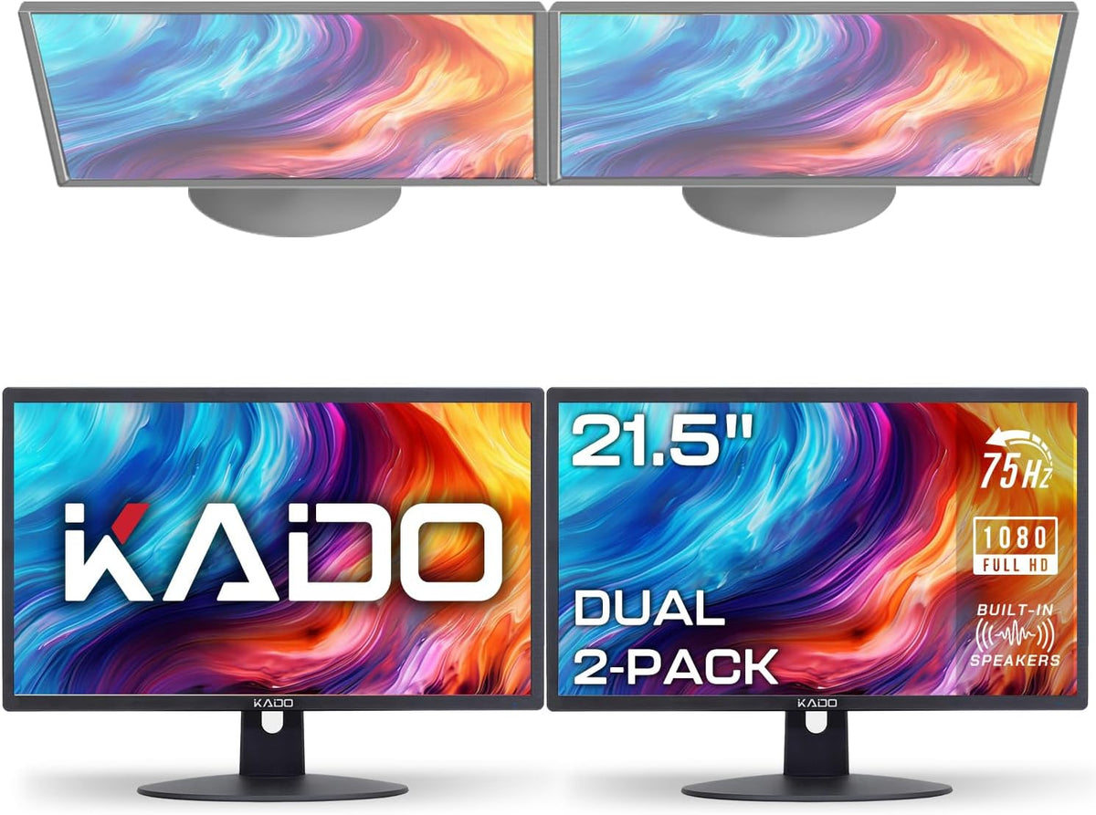 kado 2-pack dual 22" flat screen 1920x1080 75hz shown in use