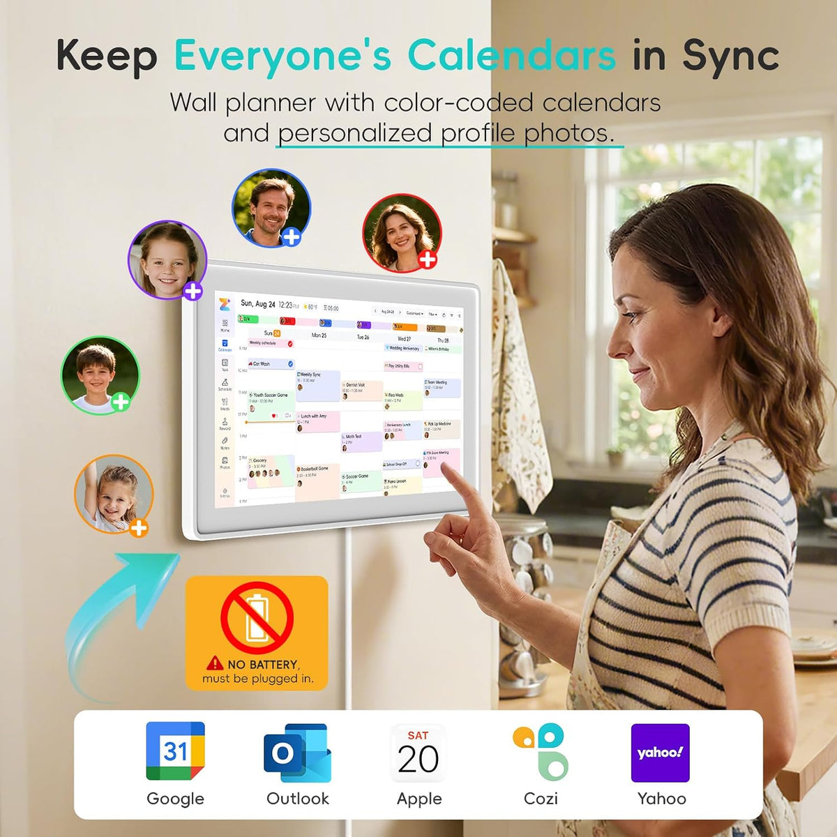 Westsee 15.6" Digital Calendar, No Subscription Smart Family Planner