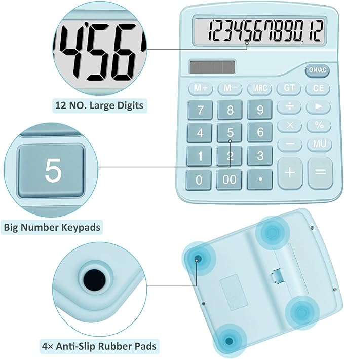 Calculators, Splaks 2 Pack Standard Functional Desktop Calculators Sola and AA - Image 3