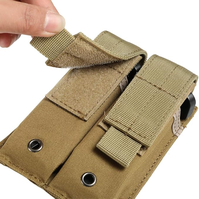 Tactical Single/Double Pistol Mag Pouch Outdoor Molle Open-Top Magazine Pouch - Image 4