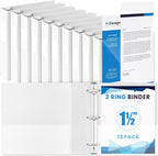 Henoyso 12 Pcs 3 Ring 1.5 Inch Binders Fits 8.5 x 11 Inch Letter Size Paper by Henoyso