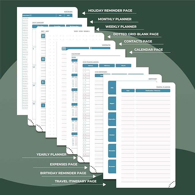IN-LUXPRO Planner 2026 Daily Weekly and Monthly, 6.5"x3.75", 12 Months Spiral - Image 5
