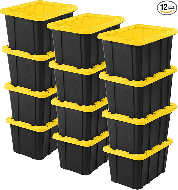 Sterilite 12-Pack Industrial Tote, Plastic Storage Container Bins by Sterilite