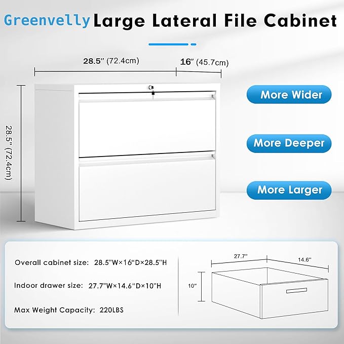 Pataku Lateral File Cabinet, 2 Drawer File Cabinet - Image 3