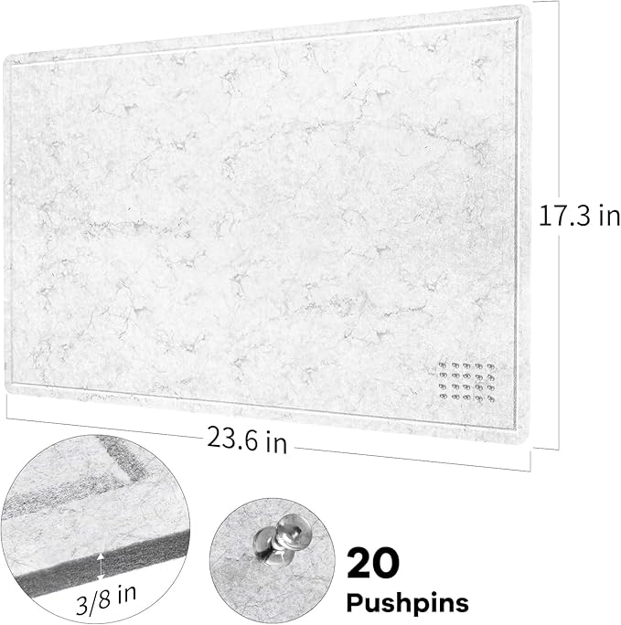 Bulletin Board, 24 x 18 inches Felt Board Decorative Pin Board, Cork Board - Image 6