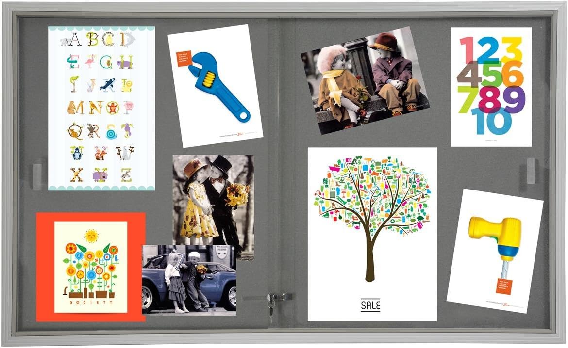 Displays2go 5' x 3' Indoor Bulletin Board with Sliding Glass Doors