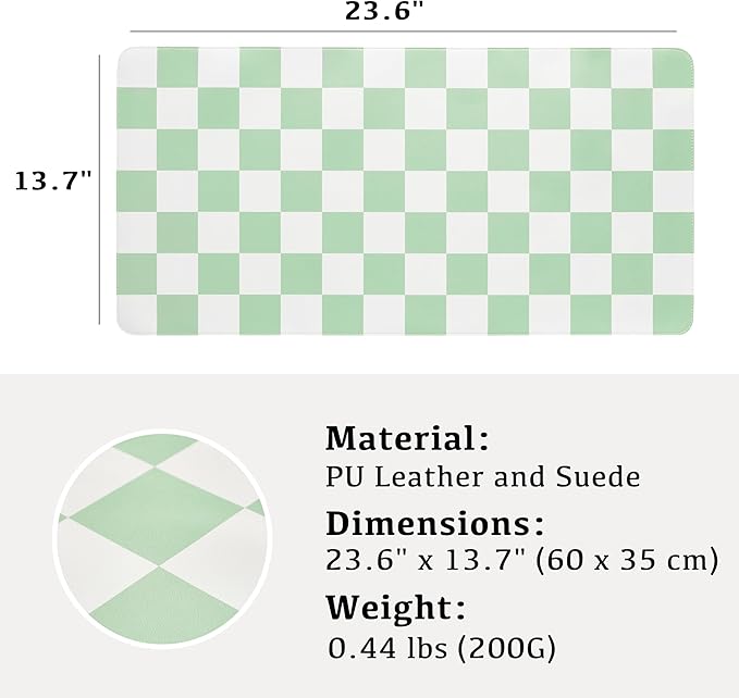 Ohocut Checkered Desk Mat, Large Cute Aesthetic Retro PU Leather Computer - Image 3