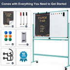Rolling Whiteboard, 48x32 Inches Dry Erase Board - Image 6