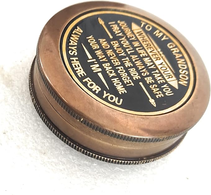 Gift for Grandson Brass Compass Engraved Quote | Memory Present to My Grandson - Image 5