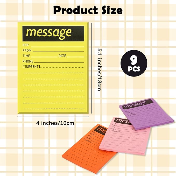 9 Pieces Phone Message Pads for Office, Big Sticky Notes for Wall, Urgent While - Image 2