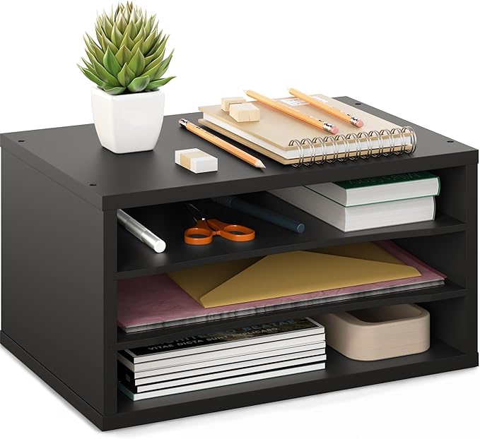 Ballucci Paper Organizer, 3-Tier Stackable Wood Desk Organizer, Document File by Ballucci
