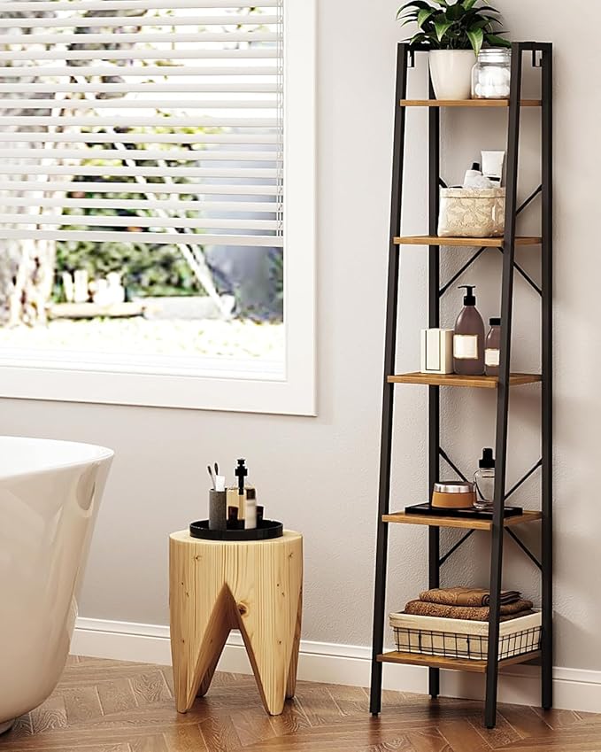 Hzuaneri Ladder Shelf, Bookshelf Bookcase, Freestanding Corner Storage Shelve - Image 5