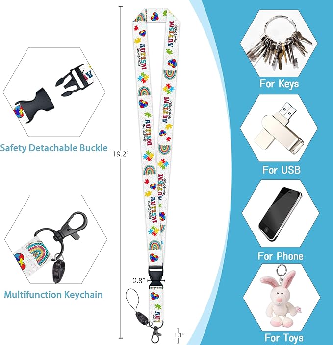 ID Badge Holder with Lanyard, Autism Awareness Retractable Badge Holders Reels - Image 5