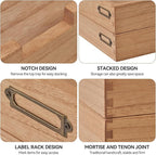 KIRIGEN Wood Desk Organizer Set of 2 Stackable Paper Tray Desktop Document - Image 4