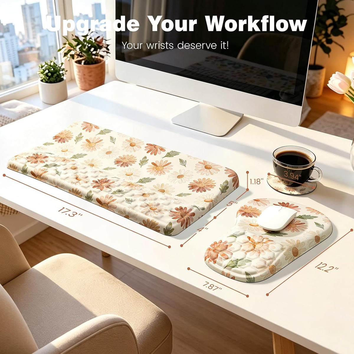 Ospelelf Keyboard Wrist Rest and Mouse Pad Set, Ergonomic Memory Foam Wrist S...