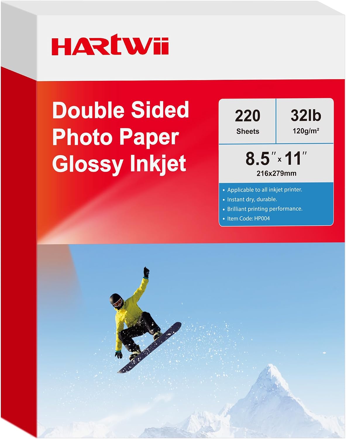 double sided photo paper glossy inkjet 8.5x11 32lb, main product view