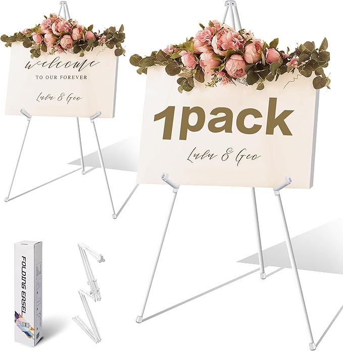 VAIIGO 63" White Easel Stand for Wedding Sign Poster Display Easel Folding Art by VAIIGO