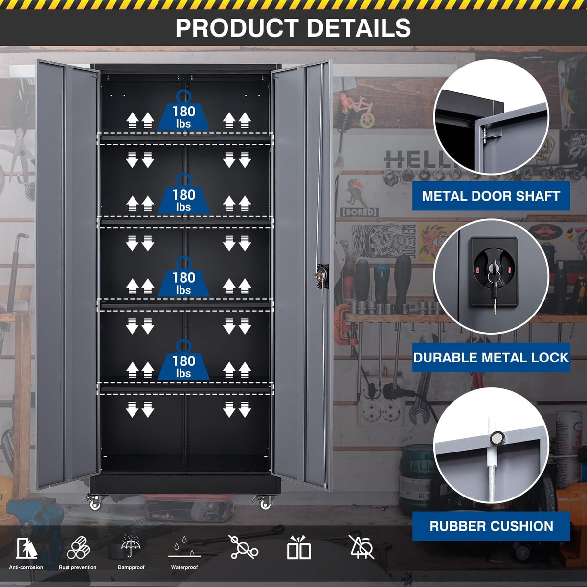 fesbos metal rolling storage cabinet-74.6” tall steel file, package contents