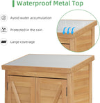 68'' outdoor storage cabinet, wooden garden tool cabinet, front angle view