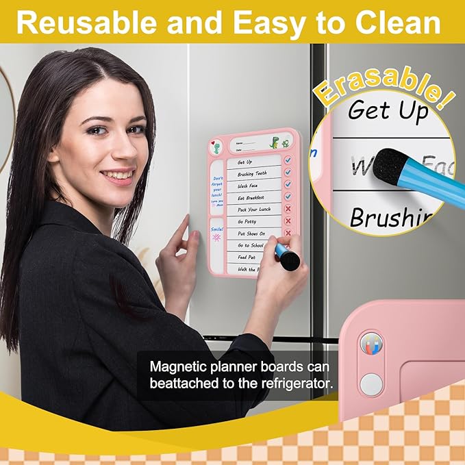 2-Pack Magnetic Chore Chart for Kids, ADHD Task Tracker Easy-Check Routine Dry - Image 6